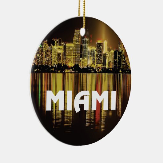 マイアミフロリダ夜写真 セラミックオーナメント (右)