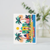 マイアミフロリダ抽象芸術ヴィンテージトラベルイラストレーション ポストカード (スタンド正面)