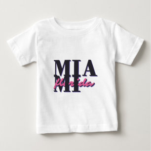 マイアミフロリダ – レトロはっきりしたタイポグラフィグラフィック ベビーTシャツ