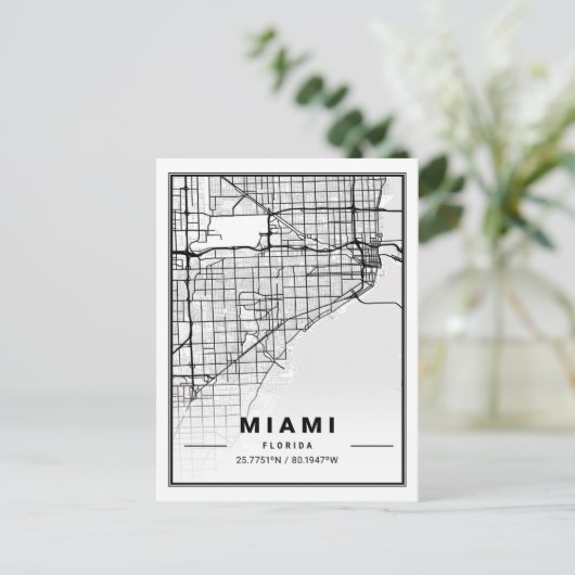 マイアミフロリダFL統一された州USAトラベルシティマップ ポストカード (スタンド正面)