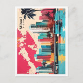 マイアミフロリダUSAアポップ・アートのートトラベルイラストレーション ポストカード (正面)
