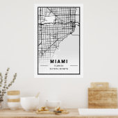 マイアミフロリダUSAシティズトラベルシティマップモダンSi ポスター (キッチン)