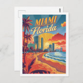 マイアミフロリダUSAヴィンテージ有名な旅行プレイス ポストカード (正面/裏面)