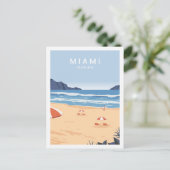 マイアミフロリダUSA有名なトラベルプレイスイラストレーション ポストカード (スタンド正面)