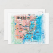 マイアミフロリ図解入りの、写真付きのダの地図 ポストカード (正面/裏面)
