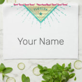 マイアミフロリ統一されたダ州レトロスカイラインヴィンテージ キッチンタオル (折り畳み)