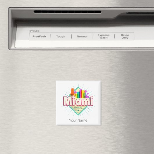 マイアミフロリ統一されたダ州レトロスカイラインヴィンテージ マグネット (インサイチュ (食洗機))