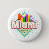 マイアミフロリ統一されたダ州レトロスカイラインヴィンテージ 缶バッジ (正面)