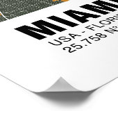 マイアミマップポスター – マイアミグリーン&金ゴールドマップ ポスター (角)