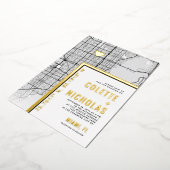 マイアミラブロケーター |シティテーマ結婚の 箔招待状 (回転した状態)