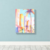 マイアミロード | カラフル通り水色 キャンバスプリント (インサイチュ (ウッドフロア))