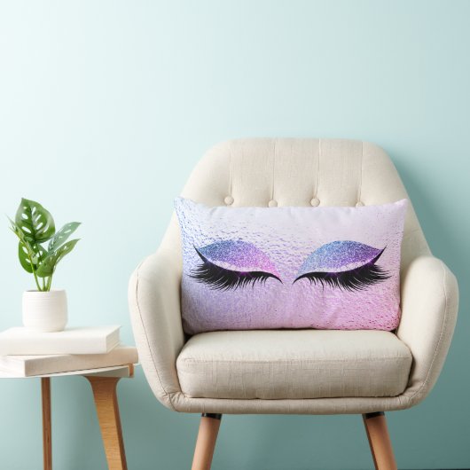 マイアミヴィヴィヴィッドブライトピンクグリッターブラックグレームメイクアップ ランバークッション (椅子)