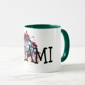 マイアミ夏ビーチおもしろいヤシの木のトラベルコーヒーマグ マグカップ (正面右)