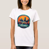 マイアミ市フロリダスカイライン Tシャツ (正面)