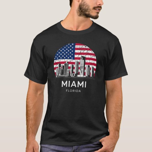 マイアミ市 フロリダ フラグ Tシャツ (正面)