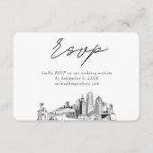 マイアミ結婚のミニマリストスケッチRSVP エンクロージャーカード (正面)