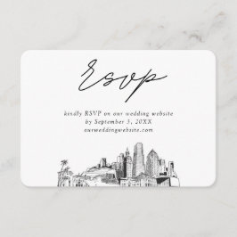 マイアミ結婚のミニマリストスケッチRSVP エンクロージャーカード