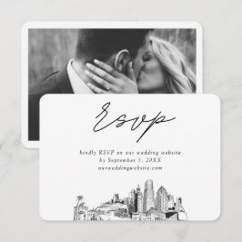 マイアミ結婚のミニマリストスケッチRSVP エンクロージャーカード