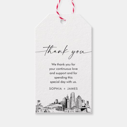 マイアミ結婚スカイライン感謝メッセージカード ギフトタグ (正面)