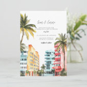 マイアミ結婚式招待状ウォーターカラーヴィンテージ 招待状 (スタンド正面)
