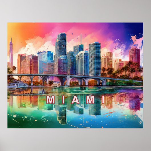 マイアミ鮮やか抽象芸術アートポスター ポスター (正面)