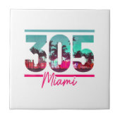 マイアミ305エリアコードフロリダヴィンテージヤシの木Pri タイル (正面)