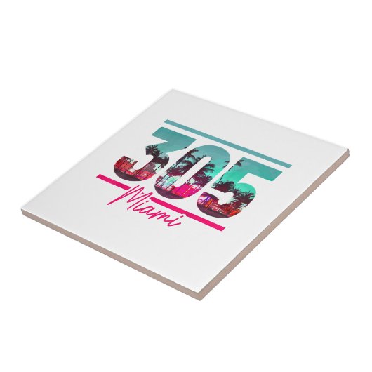 マイアミ305エリアコードフロリダヴィンテージヤシの木Pri タイル (側面)