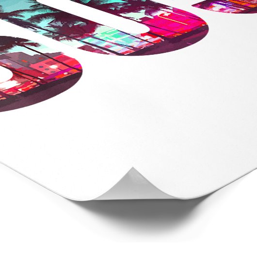 マイアミ305エリアコードフロリダヴィンテージヤシの木Pri ポスター (角)