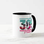 マイアミ305エリアコードフロリダヴィンテージヤシの木Pri マグカップ (正面右)