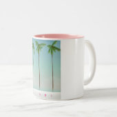 マイアミ、フロリダパーム旅行ポスター。 ツートーンマグカップ (正面右)