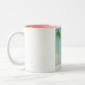 マイアミ、フロリダパーム旅行ポスター。 ツートーンマグカップ (左)