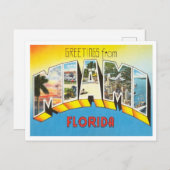マイアミ、フロリダヴィンテージ旅行からの挨拶 ポストカード (正面/裏面)