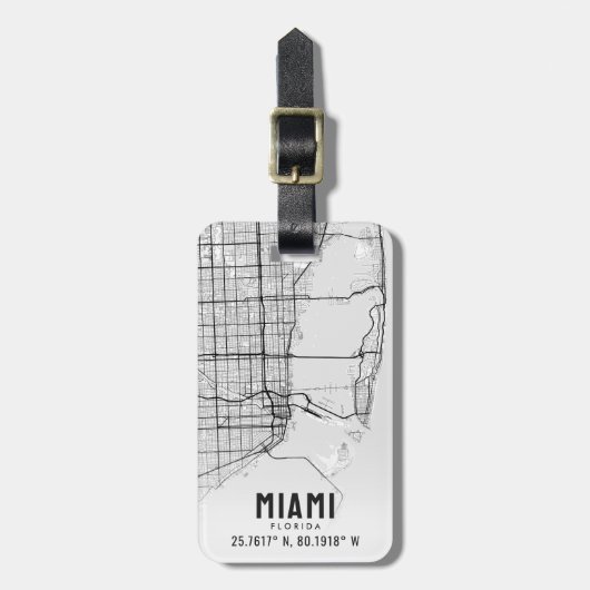 マイアミ,フロリダ州の地図トポグラフィ荷物タグ ラゲッジタグ (正面縦)