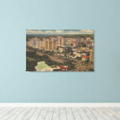 マイアミ，フロリダ – ダウンタウンの空中表示 キャンバスプリント (インサイチュ (ウッドフロア))