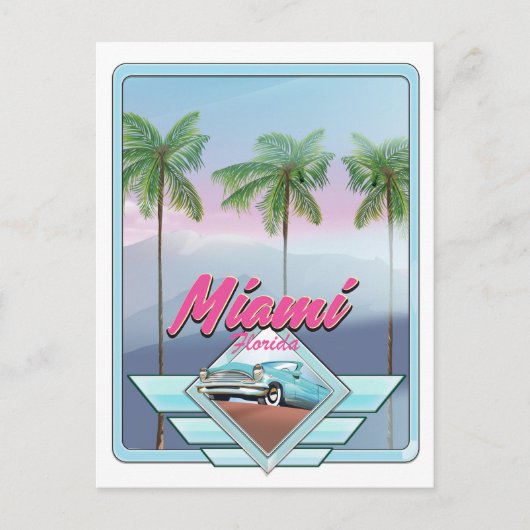 マイアミ フロリダ ビンテージ 旅行ポスター ポストカード (正面)
