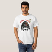 マイアミ フロリダ レトロ怪獣アリゲーター 和風デザイン Tシャツ (正面フル)