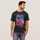 マイアミ フロリダ レトロ ネオン 夕焼け 旅行 Tシャツ (正面フル)