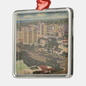 マイアミ、フロリダ-繁華街の空中写真 メタルオーナメント (左)