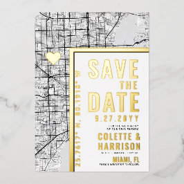 マイアミ ラブ ロケーター | 結婚式 Save the Date 箔招待状