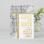 マイアミ ラブ ロケーター | 結婚式 Save the Date 箔招待状 (立ち正面)