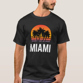 マイアミ・レトロ・サンセット・パームツリー・グラフィック Tシャツ