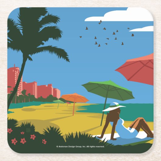 マイアミ、FL スクエアペーパーコースター (正面)