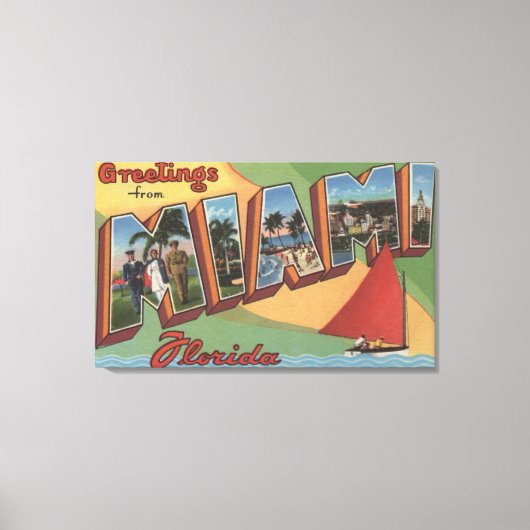 マイアミ， FloridaLarge Letter Scenesマイアミ， FL キャンバスプリント (正面)