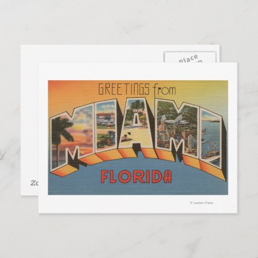 マイアミ, FloridaLarge Letter Scenesマイアミ, FL ポストカード (正面/裏面)