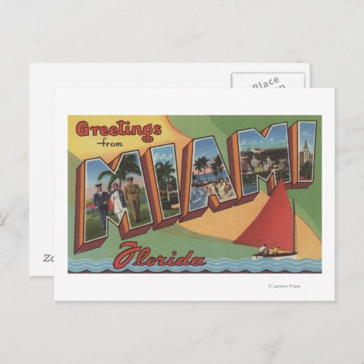 マイアミ, FloridaLarge Letter Scenesマイアミ, FL 2 ポストカード (正面/裏面)