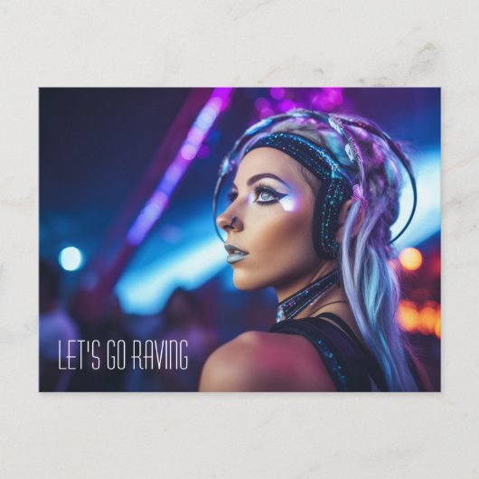 マイアミEDMレイヴの女の子 ポストカード (正面)