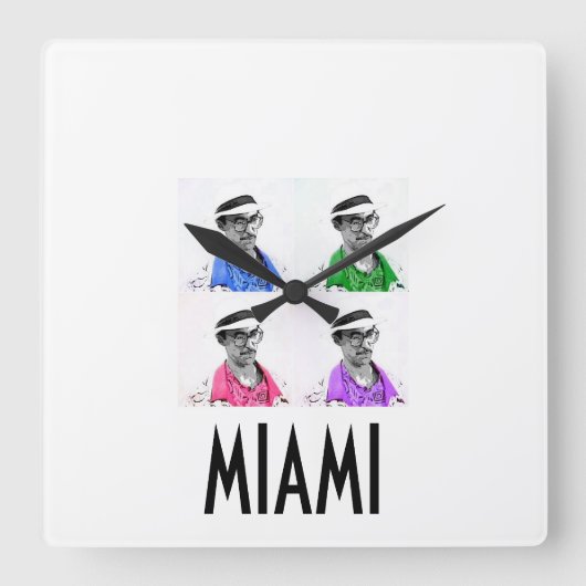 ～マイアミIZZY～ MIAMI VICE IZZY ポップ・アートの ART WALLCLOCK! スクエア壁時計 (正面)