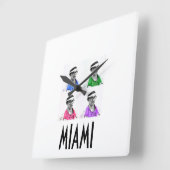 ～マイアミIZZY～ MIAMI VICE IZZY ポップ・アートの ART WALLCLOCK! スクエア壁時計 (傾斜)