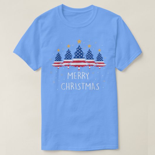 マイアメリカ国旗のクリスマスツリーパジャマクリスマス おもしろい Tシャツ (デザイン正面)