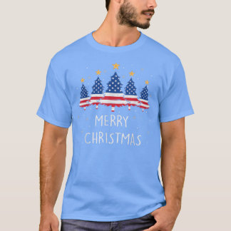 マイアメリカ国旗のクリスマスツリーパジャマクリスマス おもしろい Tシャツ